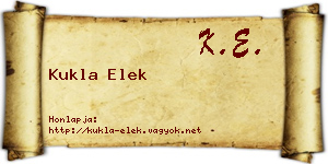 Kukla Elek névjegykártya